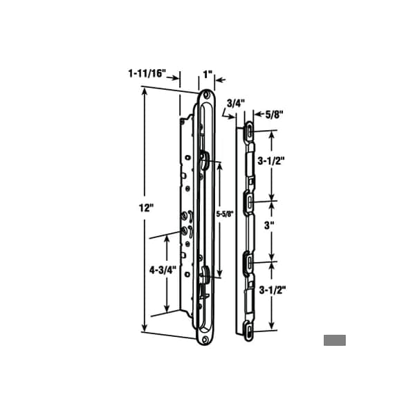 Prime-Line Multi-Point Mortise Latch and Keeper, 12 in. Mounting Holes (Single Pack) - E 2475