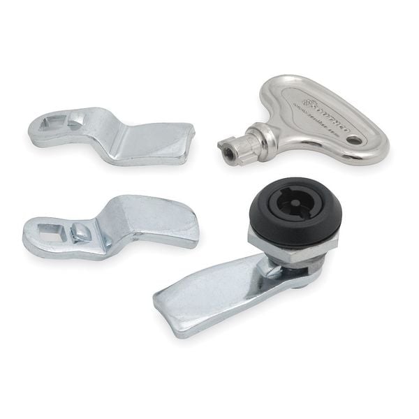 Zoro Select Cam Latch, Keyed, Black Powder Coated, Catch/Latch Length: 1-1/2" - 1XPE8