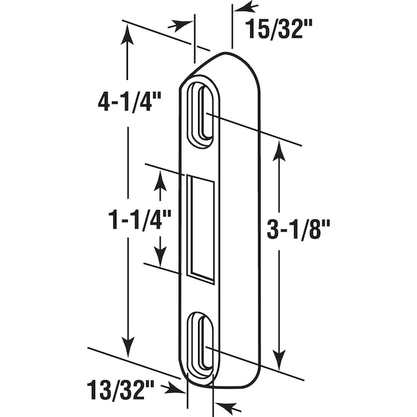 Prime-Line Diecast Sliding Door Keeper, 4-1/4 In. x 15/32 In., Aluminum Finish (Single Pack) - E 2125