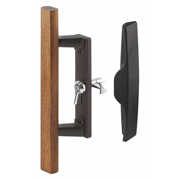 Primeline Tools Sliding Glass Door Handle Set, 3-15/16 in., Diecast and Wood, Black (Single Pack) - C 1259