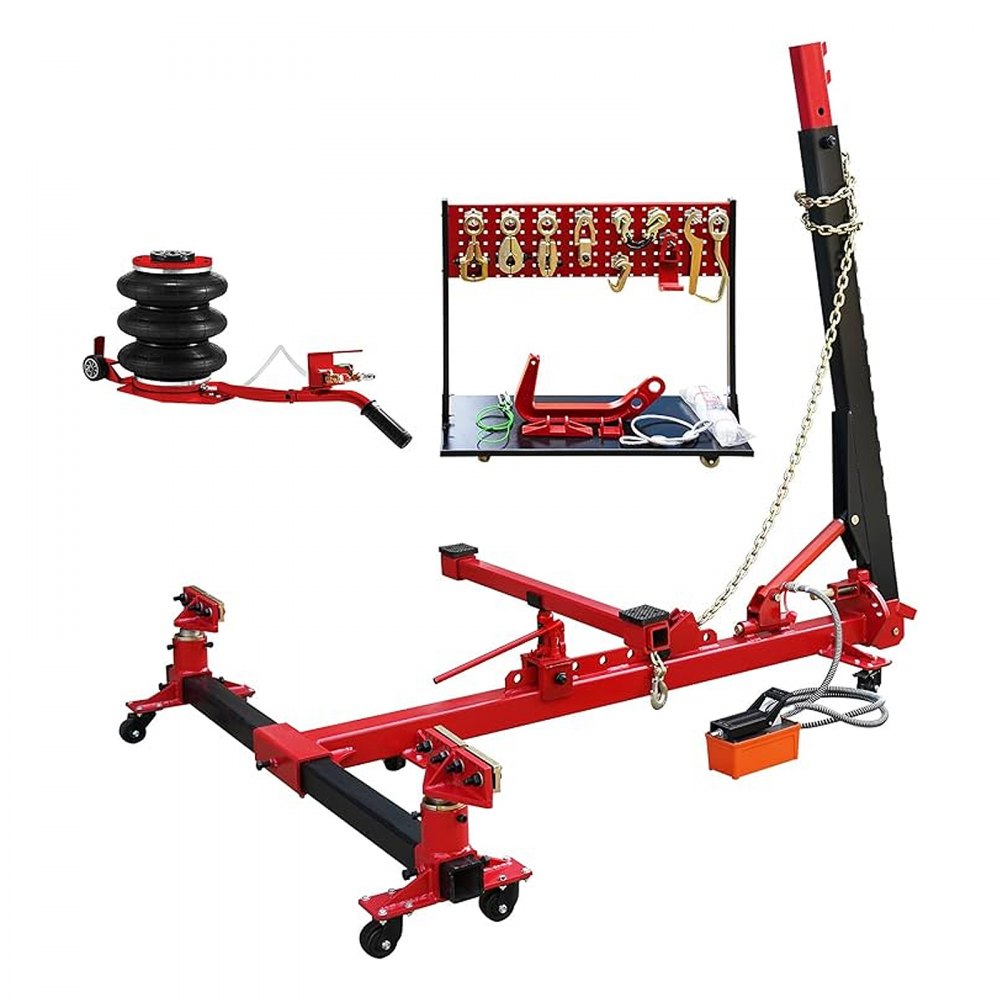VEVOR Auto Body Frame Straightener, 6 Ton Tension Car Frame Puller, Auto Body Frame Machine with Swivel Post, Hydraulic Foot Pump, Airbag Jack and Pulling Clamp Set, for Auto Body Frame Repair - ZHSKU00000000000059