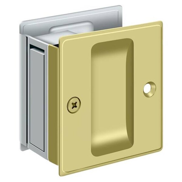 Deltana Pocket Lock, 2-1/2" X 2-3/4" Passage Bright Brass By Bright Chrome - SDP25U3/26