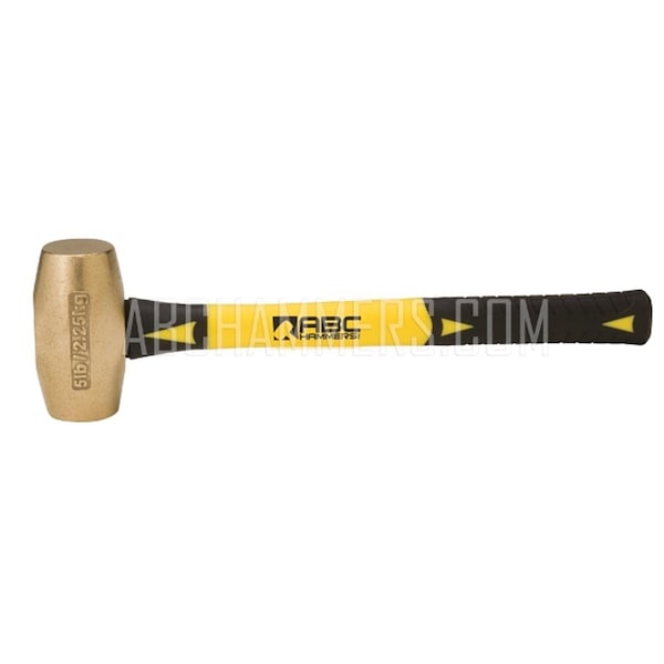 Abc Hammers 5 lbs Brass Hammer with 12 in. Fiberglass Handle - AB1860
