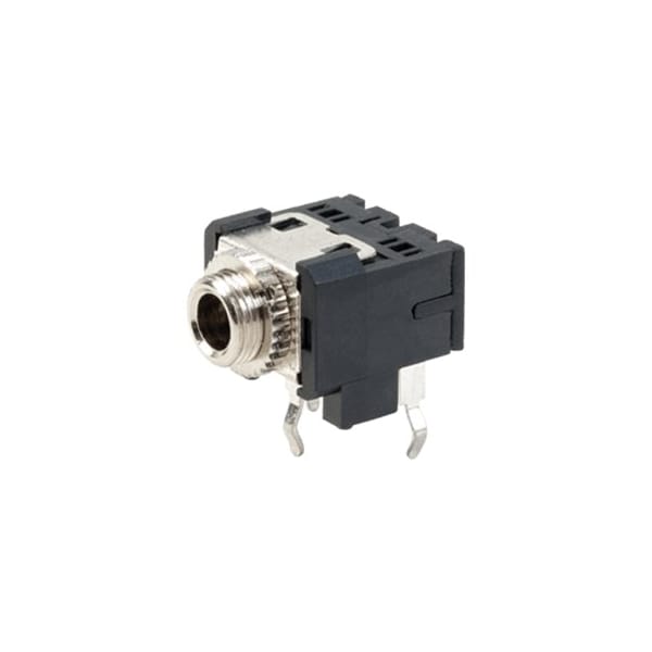 Cui Devices Phone Connectors 3.5 Mm, Stereo, Right Angle, Through Hole, Threaded Bushing, Kinked Pins, Audio - SJ1-3545