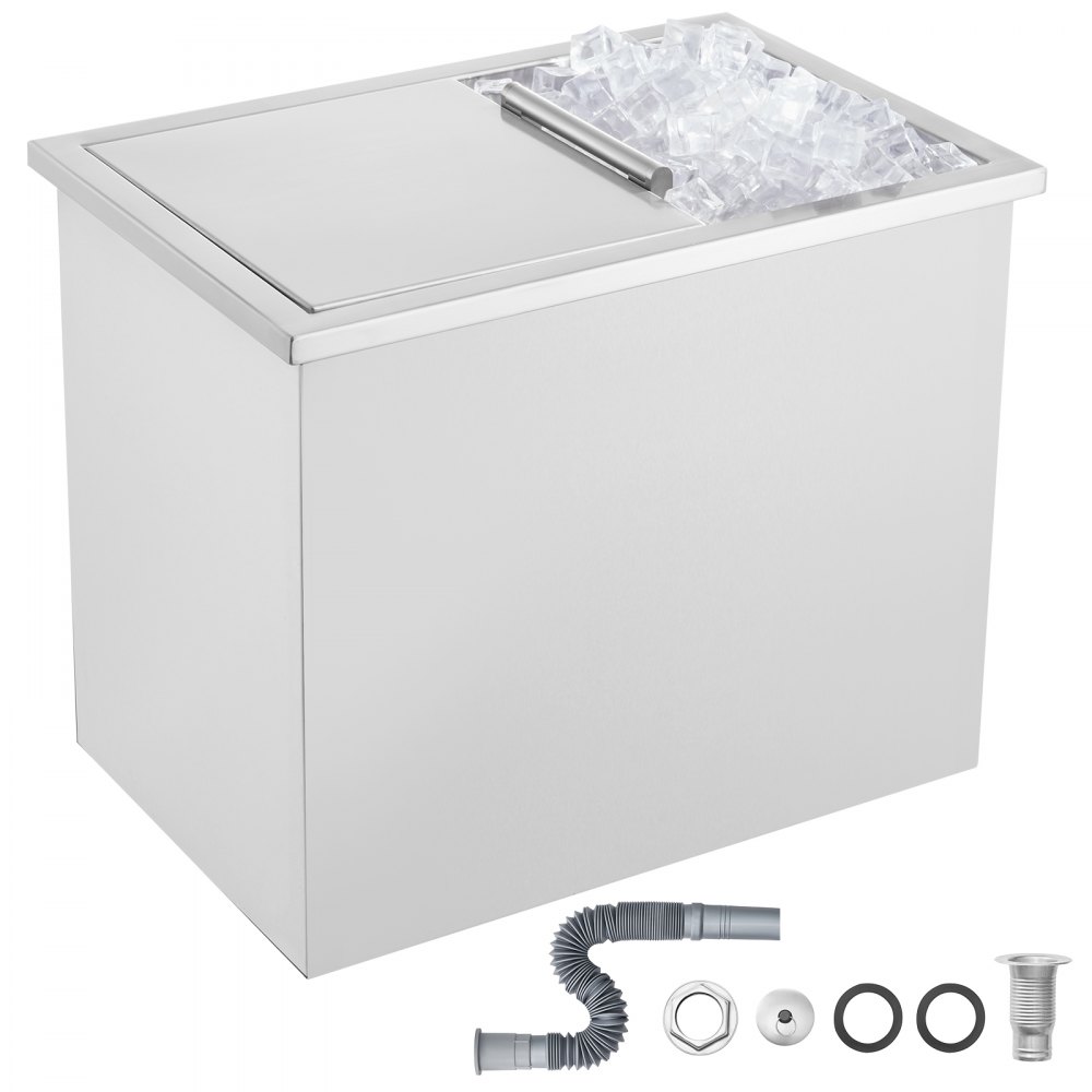 VEVOR 28.5Quart Drop in Ice Chest Ice Cooler Ice Bin Stainless Steel 18"x12"x15" - QRSCBCBXGBXGSN0ENV0