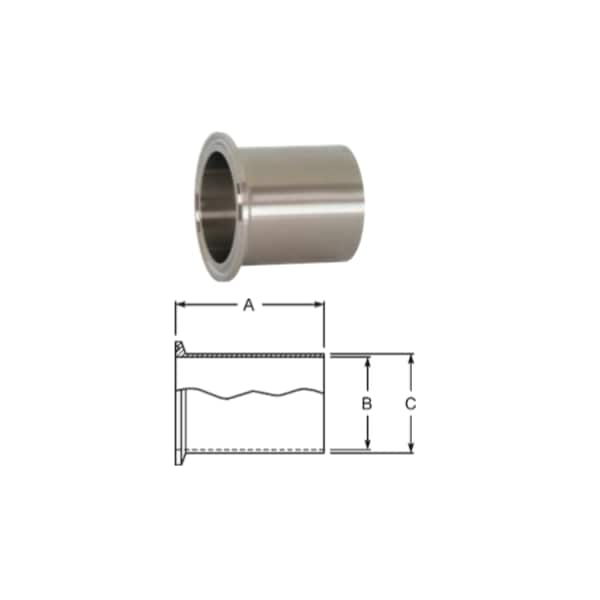 Sanitube Automated Weld Clamp Ferrule 1.750" Oal - STL14AM76PL-150