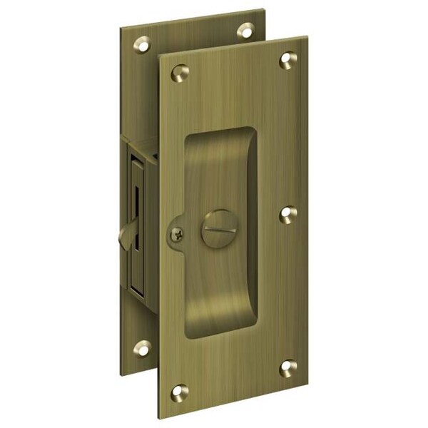 Deltana Decorative Pocket Lock 6", Privacy Antique Brass - SDL60U5