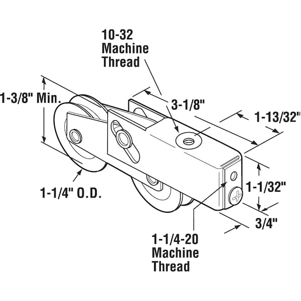 Prime-Line Steel Sliding Door Roller Tandem Assembly, 1-1/4 in. Diameter, Steel, Yellow Zinc Single Pack - D 1986