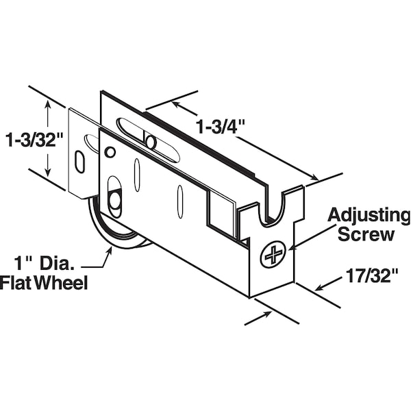 Prime-Line 1 in. Steel Roller Assembly with Flat Steel Ball Bearing Roller Single Pack - D 1774
