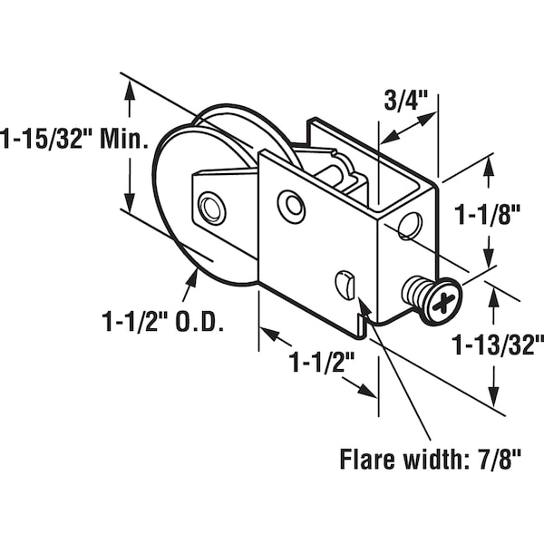 Prime-Line 1-1/2 in. Steel Ball Bearing Sliding Door Roller Assembly Single Pack - D 1608