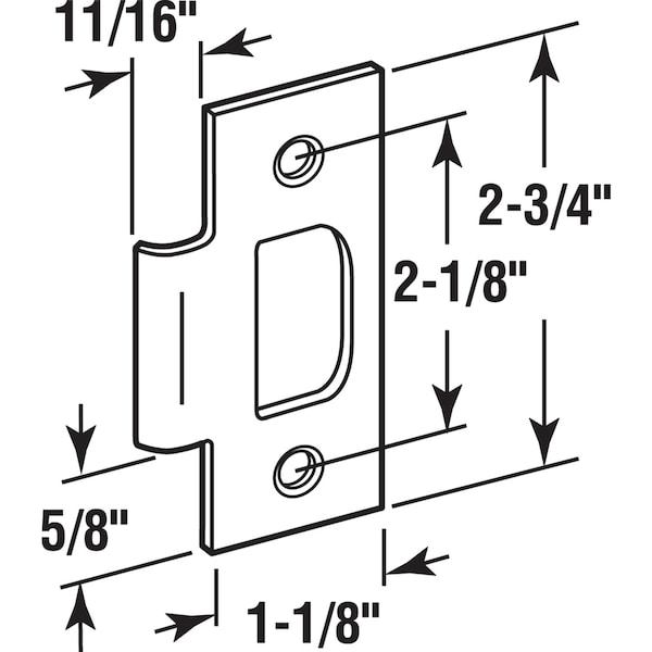 Prime-Line Prime-Line 2.75 in. H X 1-1/8 in. L Chrome Silver Steel T- Strike - E 2433