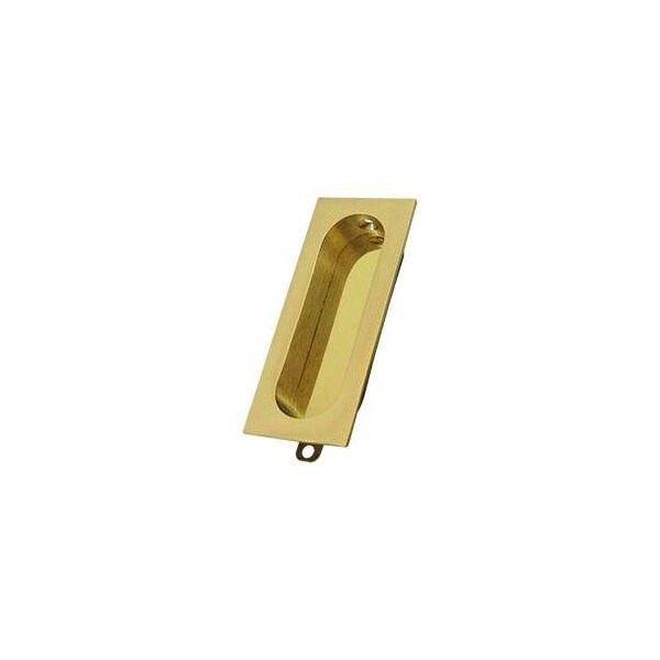 Deltana Flush Pull, Rectangle, 3-1/8" X 15/16" Unlacquered Bright Brass - FP222U3-UNL