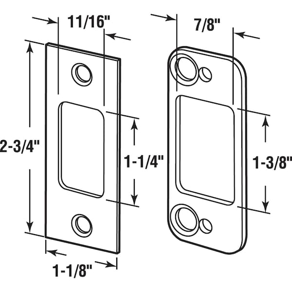 Prime-Line Prime-Line 2.75 in. H X 1.125 in. L Satin Nickel Steel Deadbolt Strike - E 2483