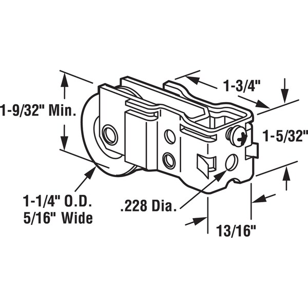 Prime-Line 1-1/4 in. Steel Ball Bearing Sliding Door Roller Assembly, Acorn - D 1559