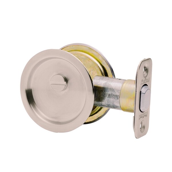Kwikset Kwikset Satin Nickel Metal Indoor Round Bed/Bath Pocket Door Lock - 93350-024