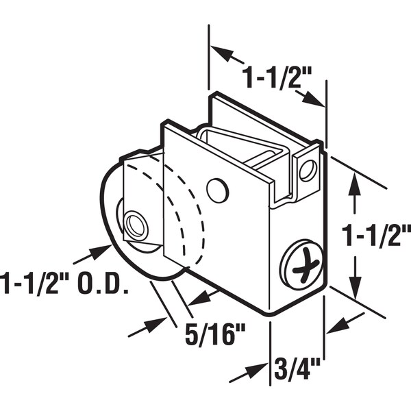 Prime-Line Single 1-1/2 in. Steel Ball Bearing Roller, F-Tab Style, Adjustable Single Pack - D 1531