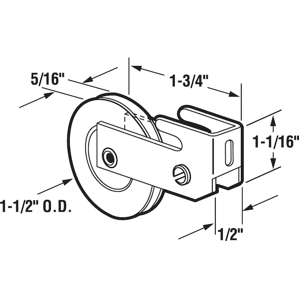 Prime-Line 1-1/2 in. Steel, Sliding Door Roller Assembly, for Ador and Hilite Single Pack - D 1585