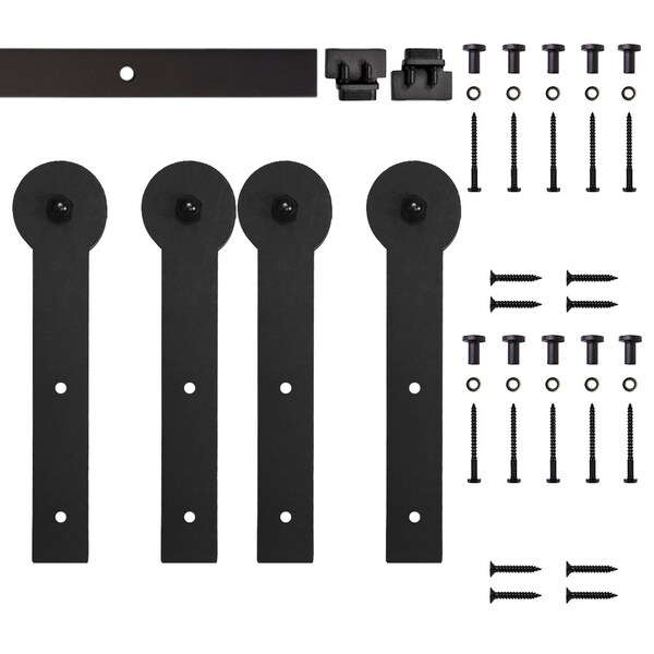 Quiet Glide Soft Close 72" Black Round Stick Mini Double Barn Door Hardware - NT.1310.09.08-72-2-SC