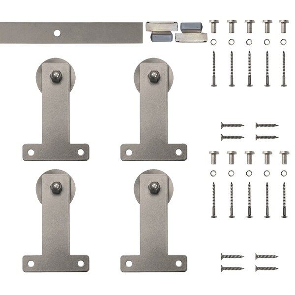 Quiet Glide Soft Close 72" Satin Nickel Front Mini Double Barn Door Hardware - NT.1310.04.SN-72-2-SC