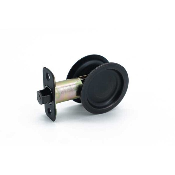Orca Hardware Pocket Door Lock, Round, Passage Function, US10B Oil Rubbed Dark Bronze Finish - PDLRD-PS-10B