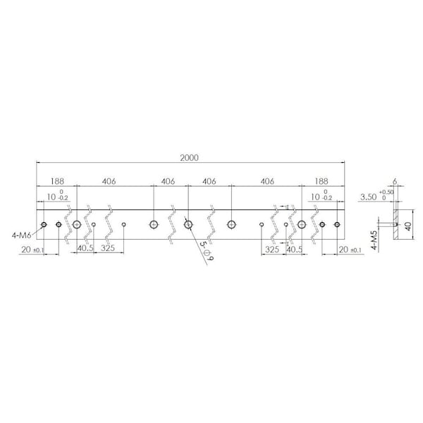 Quiet Glide Black 78-3/4 in. Flat Rail with 406 mm Hole Spacing Mounting Brackets - NT.1425.08