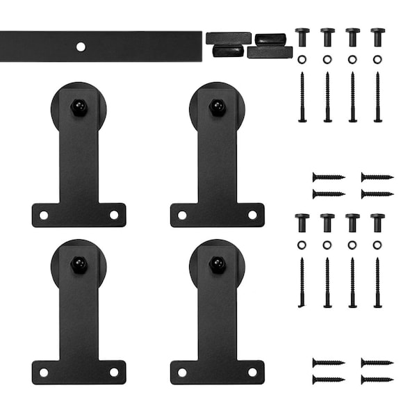 Quiet Glide Soft Close 60" Black Front Mount Mini Double Barn Door Hardware - NT.1310.04.08-60-2-SC