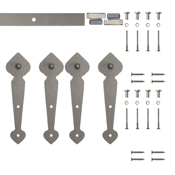 Quiet Glide Soft Close 60" Satin Nickel Spade Mini Double Barn Door Hardware - NT.1310.10.SN-60-2-SC