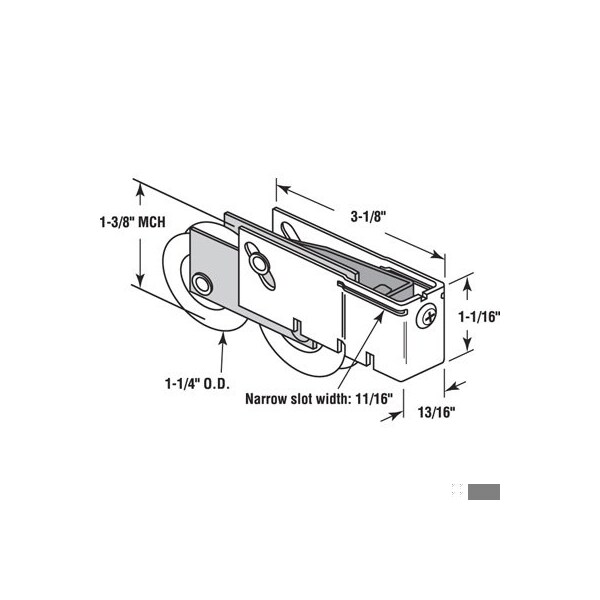 Prime-Line 1-1/4 in. Steel Ball Bearing, Plain Back Tandem Roller (Single Pack) - D 1917