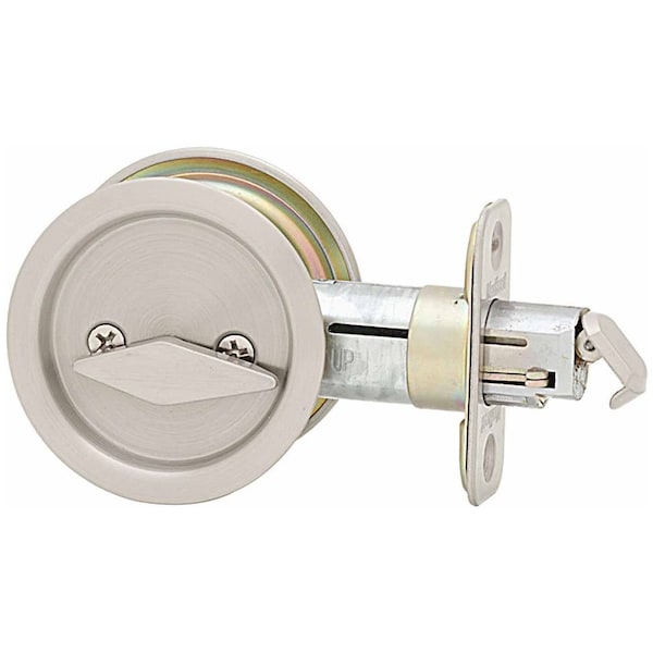 Kwikset Round Privacy Pocket Door Lock Satin Nickel Finish - 335-15