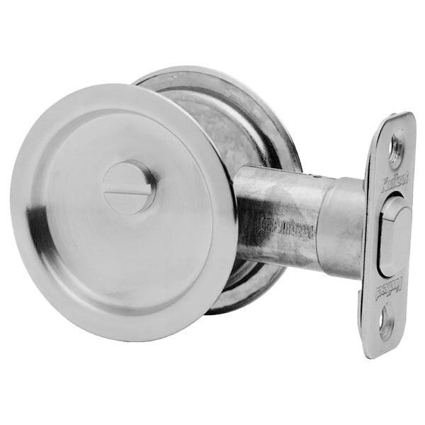 Kwikset Kwikset: Round Pocket Door Lock / Privacy / Satin Chrom - KWS-93350-26D-RDT