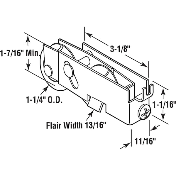 Prime-Line 1-1/4 in., Steel Ball Bearing, C-Tab, Sliding Door Tandem Roller - D 1552