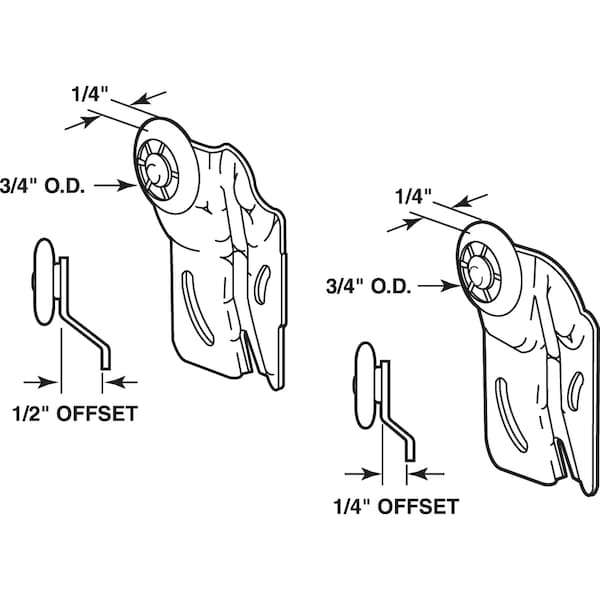 Prime-Line Sliding Closet Door Roller Kit, 3/4 in. Wheel Diameter, Convex (Round) - N 7541
