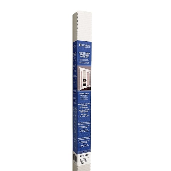 Renin Pocket Door Hardware Track Set, Aluminum, 36 in W, 72 in H - PD100-07200-AL