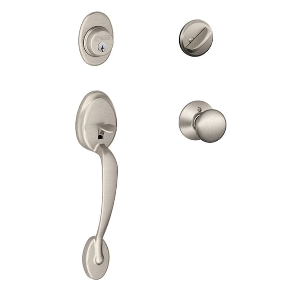 Schlage Schlage Plymouth Satin Nickel Single Cylinder Handleset and Knob Right or Left Handed - F60VPLY619