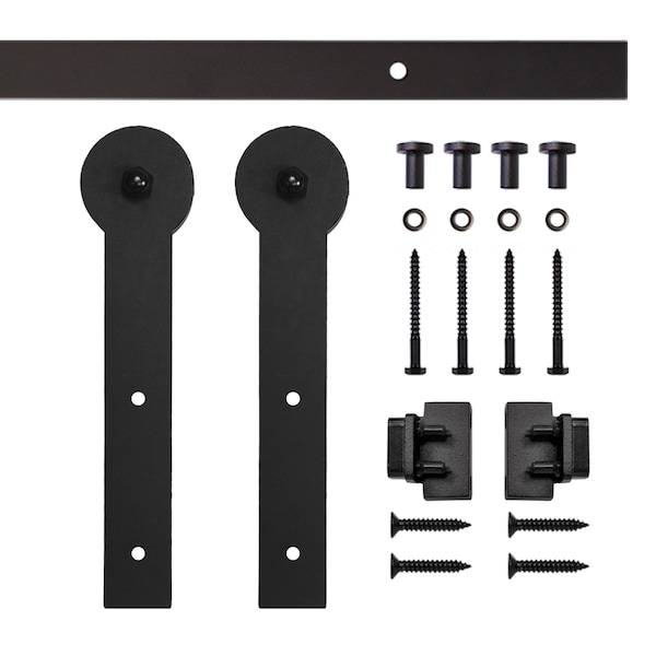 Quiet Glide Soft Close 60" Black Round Stick Mini Single Barn Door Hardware - NT.1310.09.08-60-SC