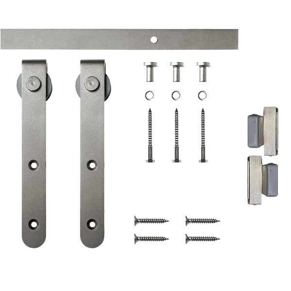 Quiet Glide Soft Close 48" Satin Nickel Hook Mini Single Barn Door Hardware - NT.1310.01.SN-48-SC