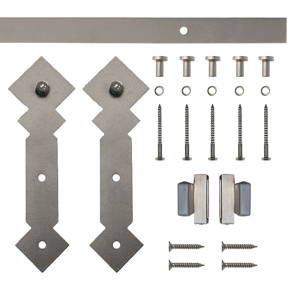 Quiet Glide Soft Close 72" Satin Nickel Diamond Mini Single Barn Door Hardware - NT.1310.05.SN-72-SC
