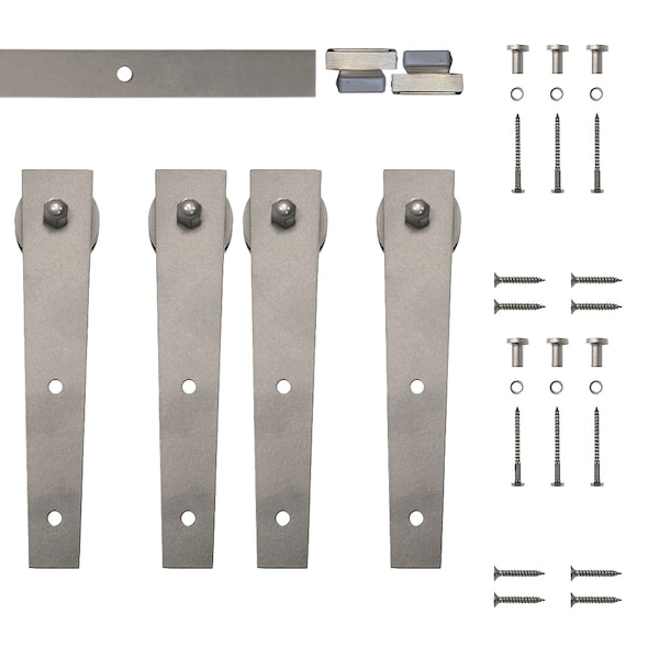 Quiet Glide Soft Close 48" Satin Nickel Wedge Mini Double Barn Door Hardware - NT.1310.02.SN-48-2-SC