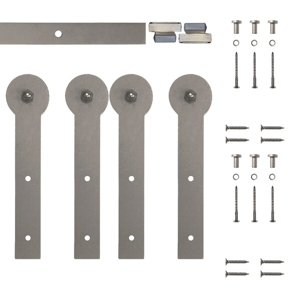 Quiet Glide Soft Close 48" Satin Nickel Round St Mini Double Barn Door Hardware - NT.1310.09.SN-48-2-SC