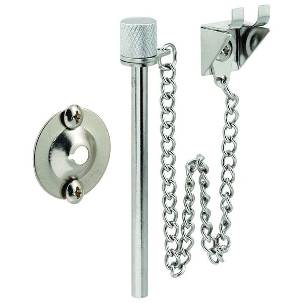Prime-Line Patio Door Lock, Steel, Chrome, 1-3/8 to 1-3/4 in Thick Door - U 9858