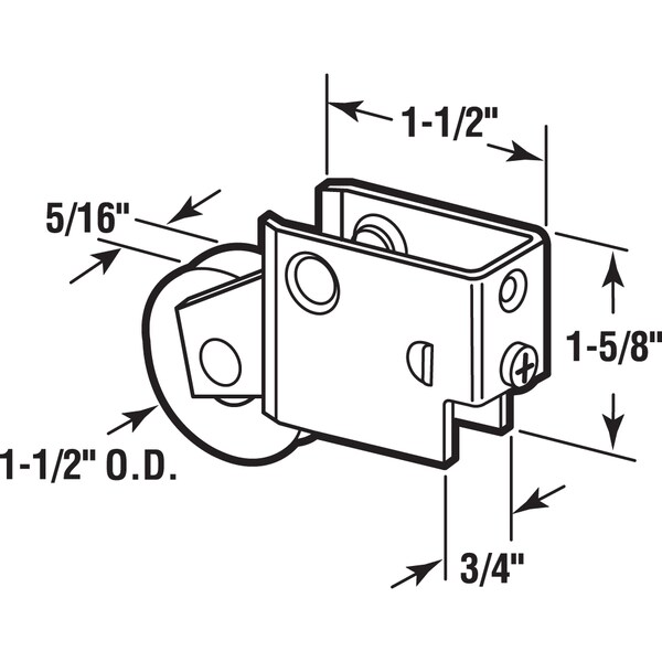 Prime-Line Single 1-1/2 in. Steel Roller Assembly, Ball Bearing, Plain Back Single Pack - D 1562