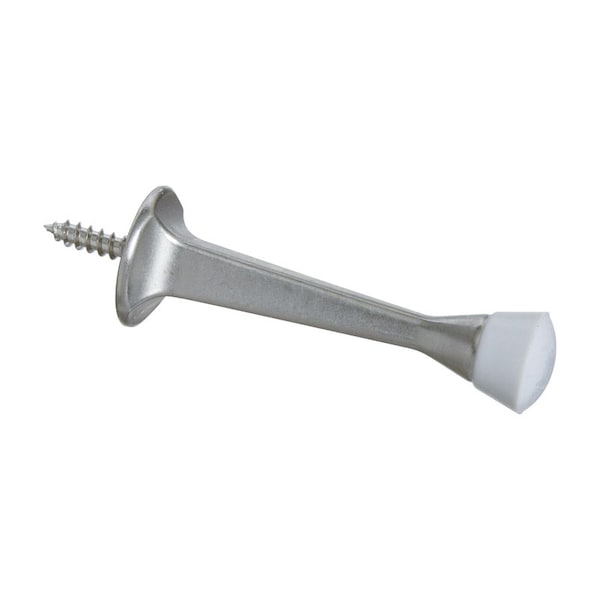 National Hardware National Hardware Zinc w/Rubber Tip Satin Nickel Silver Rigid Door Stop Mounts to wall - N830-137