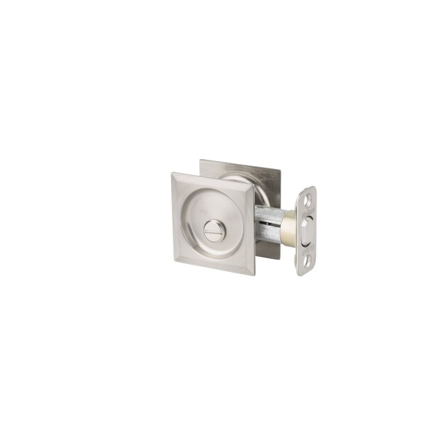 Kwikset Square Privacy Pocket Door Lock Satin Nickel Finish - 335SQT-15