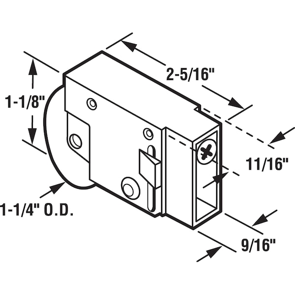 Prime-Line 1-1/4 in., for Crossly Steel Ball Bearing Sliding Door Roller Assembly Single Pack - D 1603