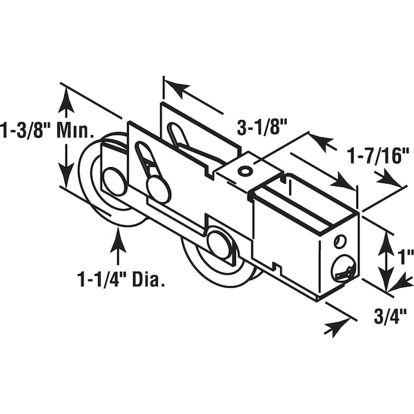 Prime-Line 1-1/4 in. Steel Ball Bearing Sliding Door Tandem Roller Assembly, for Milgard Single Pack - D 1808