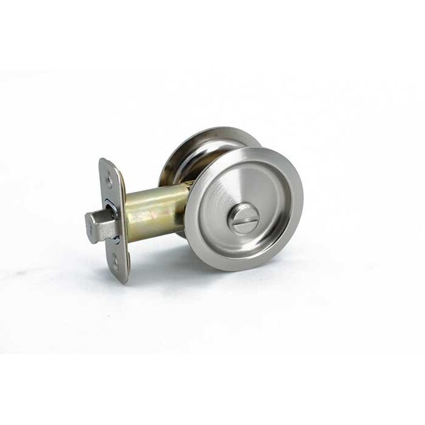 Orca Hardware Pocket Door Lock, Round, Privacy Function, US15 Satin Nickel Finish - PDLRD-PR-15