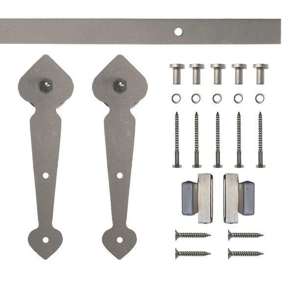 Quiet Glide Soft Close 72" Satin Nickel Spade Mini Single Barn Door Hardware - NT.1310.10.SN-72-SC