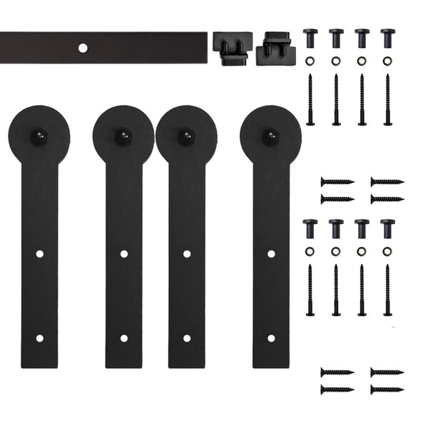 Quiet Glide Soft Close 60" Black Round Stick Mini Double Barn Door Hardware - NT.1310.09.08-60-2-SC