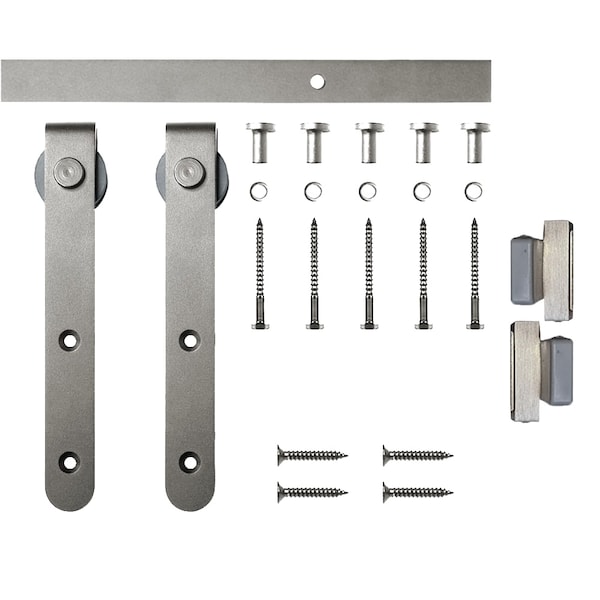 Quiet Glide Soft Close 72" Satin Nickel Hook Mini Single Barn Door Hardware - NT.1310.01.SN-72-SC