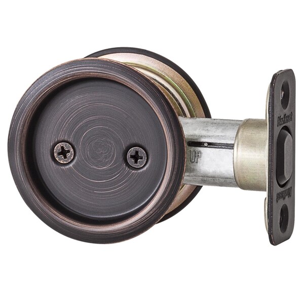 Kwikset Kwikset Oil Rubbed Bronze Metal Indoor Round Pocket Door Lock - 93340-044